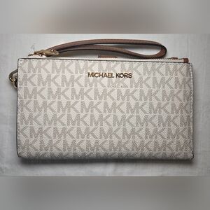 Michael Kors Beige Monogram Wristlet NWT